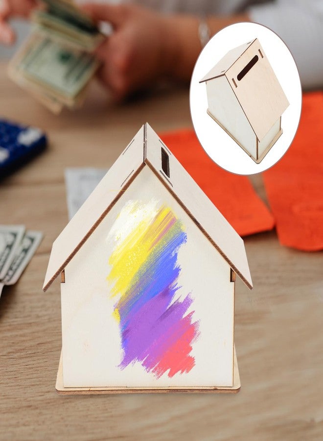 BESTonZON DIY Wooden House Piggy Bank for Kids Unfinished Paintable Coin Bank Craft Kit Small 4.13 Inch Creative Money Box for Children S Art and Saving - Image 5